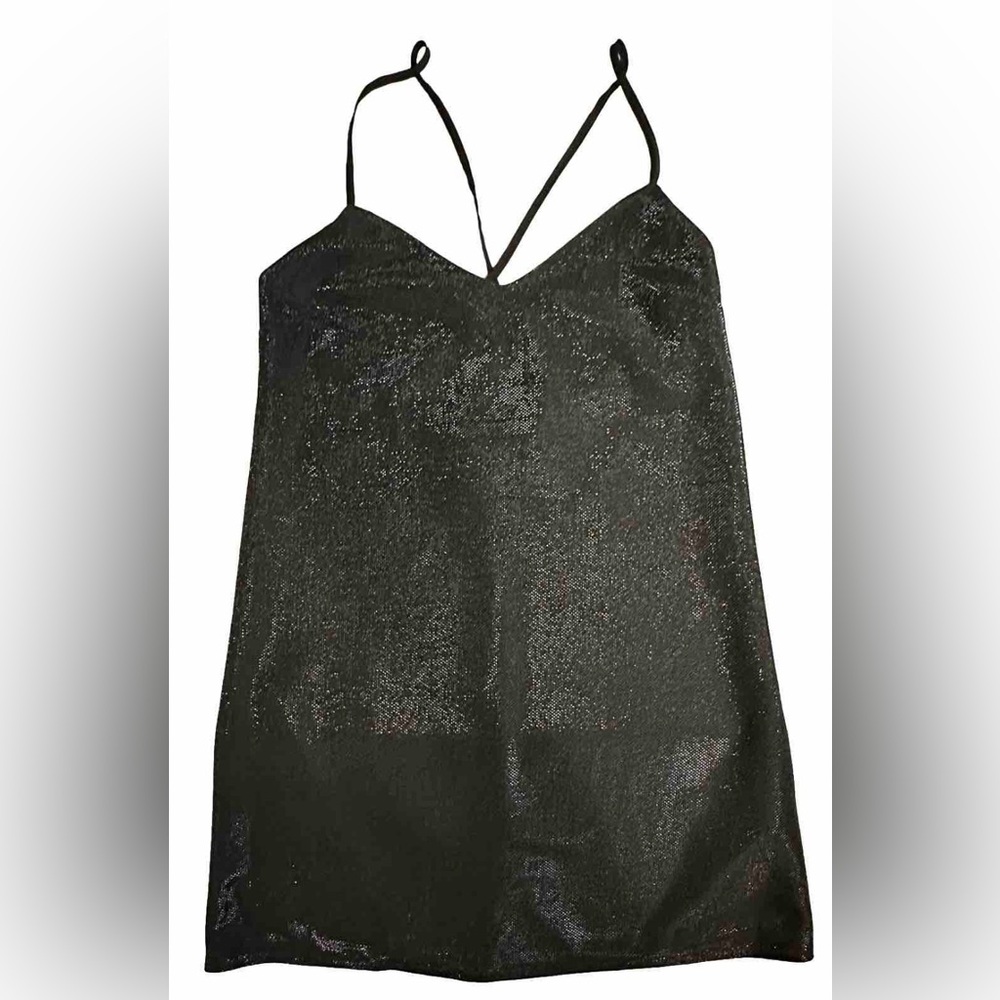 Forever 21 Little‎ Black Spaghetti Straps Sparkling Dress Side Zip Size Small